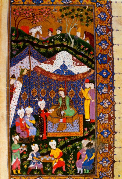 Festmahl-Szene, Doppelminiatur, Teil II von Unbekannt Unbekannt